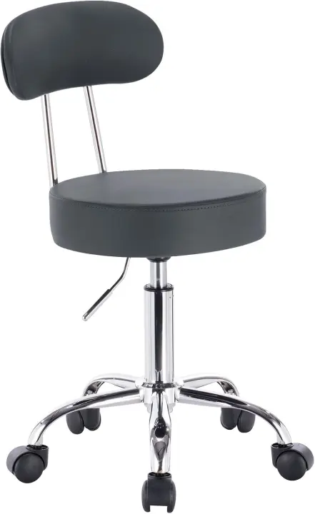 Taburete de Trabajo de 1 Pieza Giratorio Taburete de Silla Giratoria Silla de Oficina con Respaldo de Altura Regulable en Blanco - 1