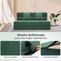 70 x 190 cm Sillón Cama Plegable, Sofá Cama Plegable con Espuma de Memoria y Almohada, Colchón de Suelo para Yoga, Oficina, Salón, Futon Sofá Cama Portada Lavable Unos, Gris Claro - details 46
