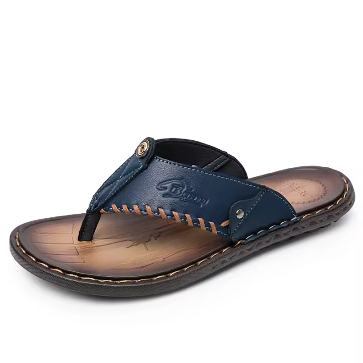 Chanclas informales de piel para hombre, zapatos de playa cómodos d - 1