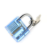 KAK candado transparente con llaves, candado de práctica de cristal Visible para principiantes, herramientas profesionales de cerrajero DIY, 78x50mm, azul - details 2