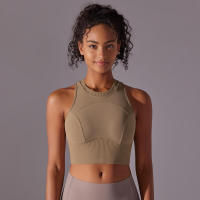 Tops para mujer, Top moldeador de punto de Color sólido, ropa de Yoga recortada en la espalda, deportes, correr, camiseta sin mangas - details 21