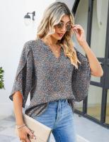 Elegante Blusa de Verano con Estampado Cuello en V para Mujeres Camisa Chic de Moda Joven - details 17