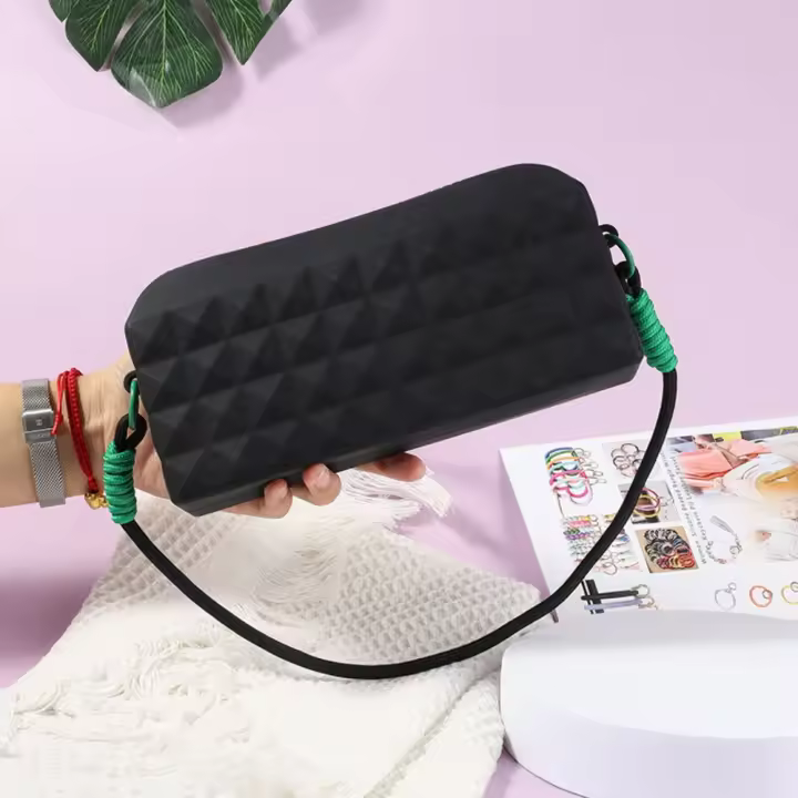 Bolsa de cosméticos de silicona reutilizable, bolsa de almacenamiento impermeable multifunción con cordón, bolsa para teléfono con cremallera, monedero - 1