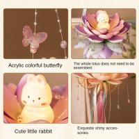 Linternas de flores de loto DIY, paquete de Material brillante, linterna de loto de conejo, linterna luminosa hecha a mano para Festival del Medio Otoño - details 6