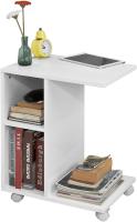 Mesa Auxiliar con 2 Estantes Consola Mesita de Noche con Ruedas Mesa Blanca Mesita 70 x 35 x 60 cm FBT34-W ES - details 9