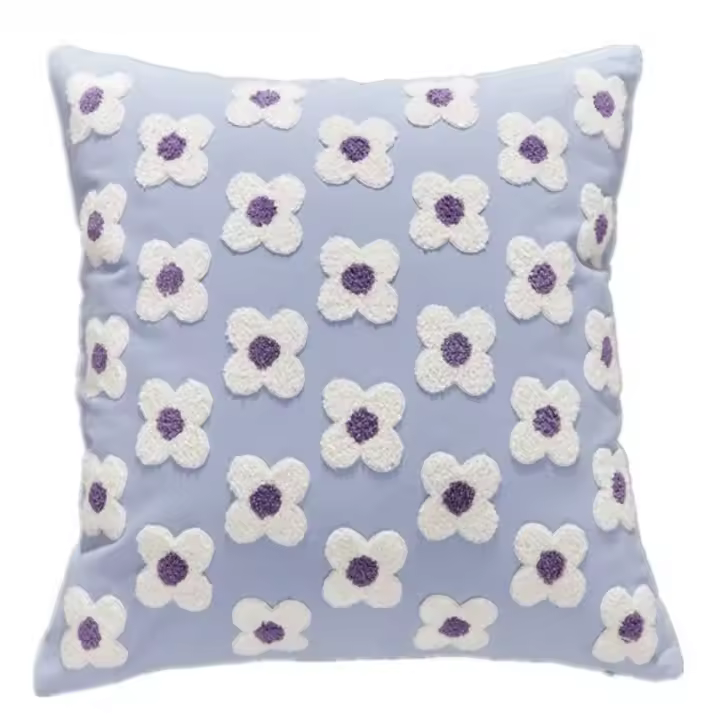 Fundas de Almohada de Flores Tamaño 45x45cm Diseño Sencillo de Cuadros para Sofá - 1