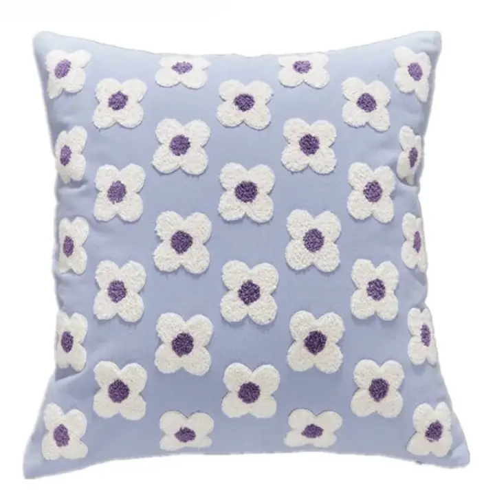 Fundas de Almohada de Flores Tamaño 45x45cm Diseño Sencillo de Cuadros para Sofá - 1