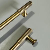 Tiradores de armario de bronce, pomos de puerta antiguos, manija moleteada de latón macizo, tiradores de armario, barra en T, tirador de puerta de muebles - details 12