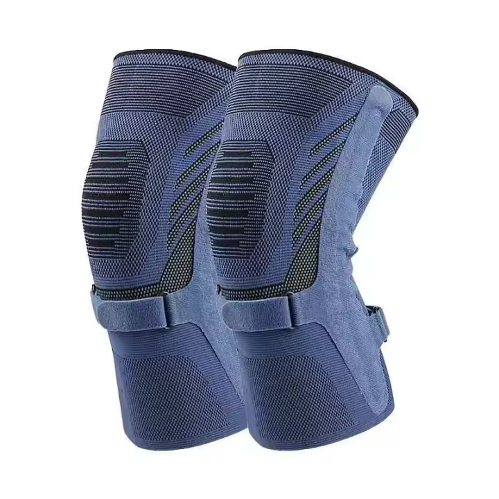 1 Pair Spring Support Knee Brace Running Basketball Knee Compression Sleeve Shock Absorption Breathable Meniscus Knee Support - 1