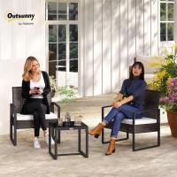Conjunto de mesa y sillas de jardín para exterior, juego de 3 piezas, sillas y mesa de ratán, incluye 2 sillones y 1 mesa de centro de vidrio negro - details 18
