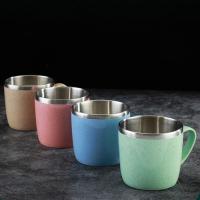 Tazas de acero inoxidable de doble capa con mango de plástico, taza de leche, café, antiquemaduras, inastillable, taza para beber leche, 201-300ml, nuevo - details 5