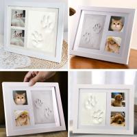 Marco de fotos con huella de pata de mascota DIY, tablero Artificial, marco de fotos conmemorativo Rectangular para bebé, adornos hechos a mano con huellas de gato - details 5