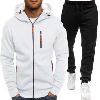 Conjunto de ropa deportiva para hombre, chaqueta de manga larga, pantalones con capucha, cárdigan estampado informal, Otoño, 2 piezas - details 3
