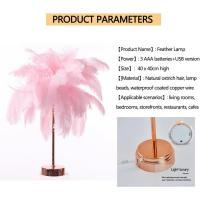 Lámpara de plumas, lámpara de mesa de plumas de avestruz, lámpara de pie, decoración de cabecera de lujo moderna, estilo retro - details 4
