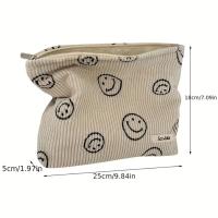 Bolso De Maquillaje Viaje Toallero De Viaje Bolso De Cosméticos Para Mujeres Con Cierre De Cremallera Bolso De Cepillos De Maquillaje Lindo Bolsa De Tela Corduroy + Lona - details 1