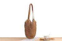 Mochila de hombro de cuerda de papel tejida de hierba para mujer, bolso de playa para vacaciones, nueva moda hecha a mano - details 2