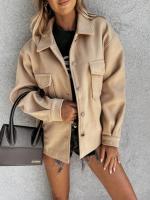 Abrigo de lana de manga larga con un solo pecho para viajeros de color sólido de nueva moda - details 16