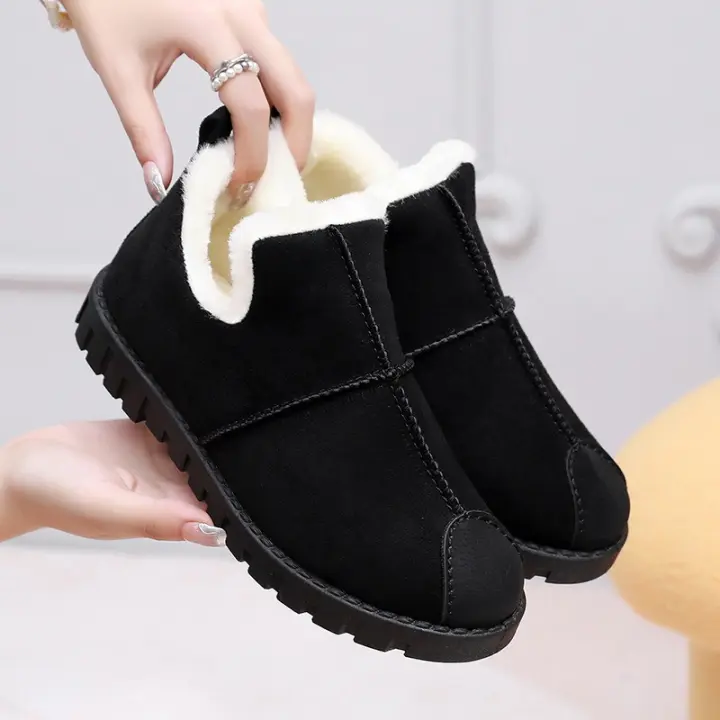 Zapatos gruesos y cálidos para la nieve para mujer, zapatos de algodón y terciopelo de un solo paso, a la moda, nuevo estilo, invierno, 2024 - 1