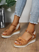 Sandalias de Mujer con Cuñas Moda Hebilla Punta Abierta Cómodas Ligeras Tacones Altos Resistentes al Desgaste para Oficina y Boda - details 3