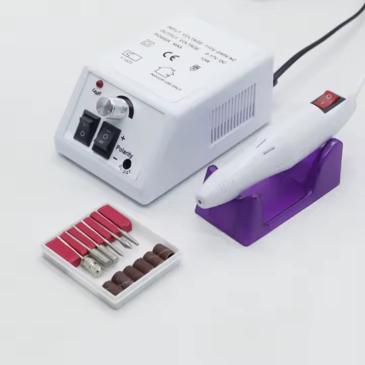 Torno Profesional para Manicura y Pedicura Blanco con Accesorios de Arte de Uñas - 1
