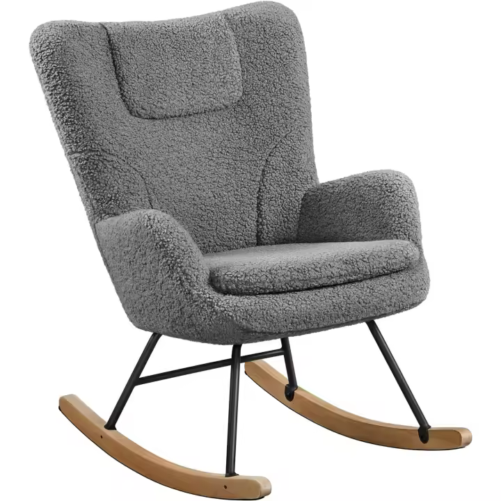 Silla Mecedora Relax Diseño de Alta Espalda de Metal y Madera de Haya Ideal para Salón y Dormitorio - 1