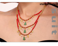 Collar de Perlas de joyería Árbol de Navidad Rojo granate de Maple inoxidable collar Colgante de Mujer encantadora collar adecuado para eventos festivos - details 2