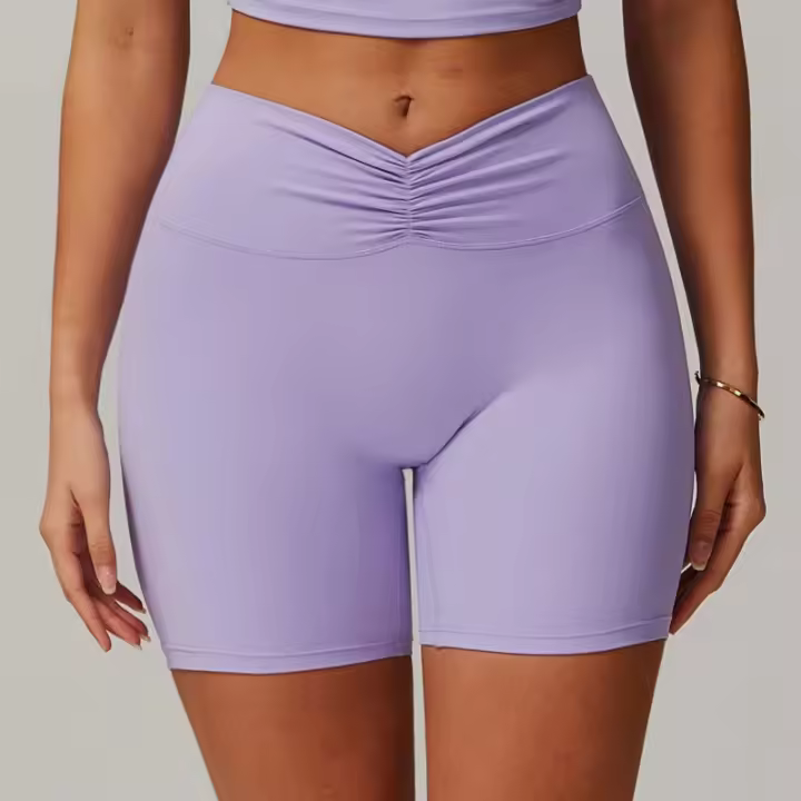 Shorts deportivos de yoga de cintura alta con compresión para mujer, cómodos, con cintura en V. - 1