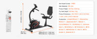 SucceBuy Bicicleta estática reclinada con resistencia magnética ajustable, asiento cómodo, monitor LCD y volante de inercia pesado - details 6