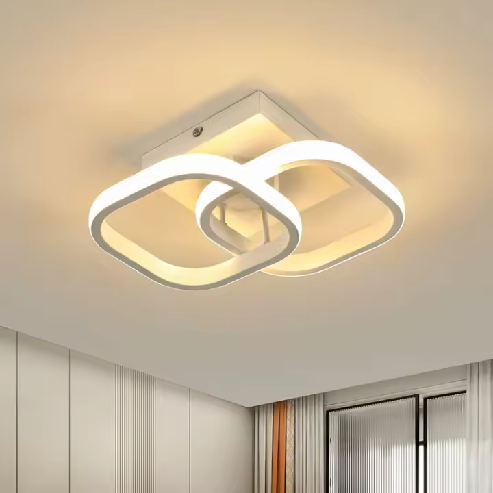 Lámpara de Techo de Acrílico Blanco Diseño Cuadrado Simple Luz para Dormitorio Sala de Estar Pasillo Lámpara Regulable - 1