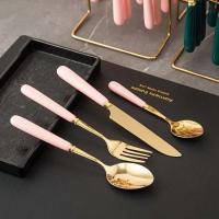 Productos mango de cerámica cuchillo principal tenedor cuchara vajilla occidental de acero inoxidable conjunto con caja de regalo de 24 piezas - details 20
