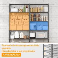 Estanterías de Almacenamiento de 4 Niveles Estantería de Alambre Metálico para Almacenamiento Estantería Ajustable en Altura Estanterías para Despensa Estantería de Cocina, 152*35*152cm Negro - details 13