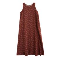 Vestido Maxi de Verano Floral Vintage Cómodo y Suelto con Algodón sin Mangas - details 5
