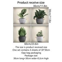 Pegatinas de pared de plantas verdes 3D, calcomanías de vinilo para ventana falsa, decoración de fondo para sala de estar, 4 piezas - details 6