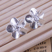 Pendientes de plata de ley S925 para mujer, aretes de flor de ciruelo de circón, joyería con dijes, regalo de Navidad - details 1