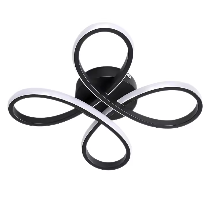 Goeco - Plafón LED de Aluminio para Techo 28W - 3000K Luz Cálida 220V - Diá 30CM - Lámpara de Techo Nórdica de Diseño Flor - Negro - Iluminación Interior para Sala de estar, Dormitorio, Comedor, Pasillo - 1