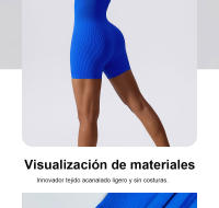 Mono de Yoga sin costuras para mujer, ropa deportiva acanalada con cuello cuadrado, sin mangas, una pieza - details 2