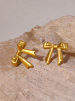 Prevenir La Alergia de Arce inoxidable de 18 Quilates Chapado Charm Joyería 2025 Estilo Caliente impermeable de oro Bowknot Bow nude Stud Pendientes - details 17