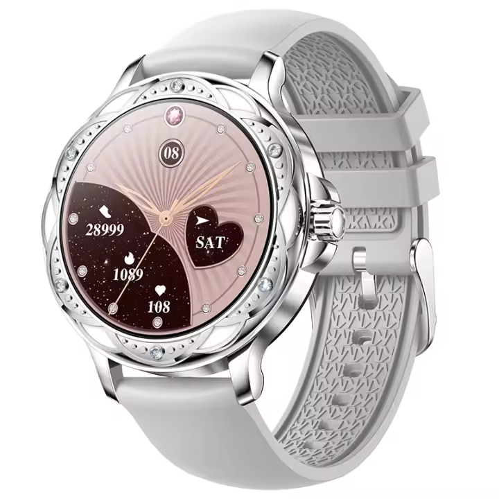 2024 Reloj Inteligente Mujer, 1,2 "Deportivo Smartwatch with 100 Deportivo, Recibir y Contestar Llamadas, Podómetro y Pulsómetro, IP67 Impermeable, Compatible con Android iPhone, Correa Dobles - Acero y Silicona - 1