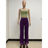 Moda femenina New -End Color sólido Pierna ancha con lentejuelas drapeadas Pantalones casuales para mujer - details 64