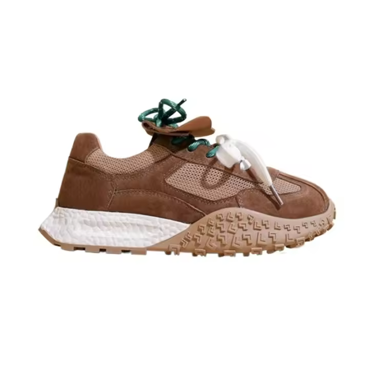 Zapatillas de Entrenamiento Retro para Mujer 2025 Primavera Estilo Alemano Versátil con Aumento de Altura Interior de Cordones de Cuero Suave - 1