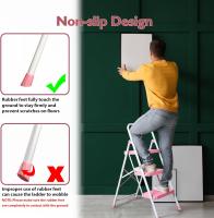 Escaleras Plegables de 3 Escalones, Capacidad de 272KG con Pedales Antideslizantes Anchos, Taburete Escaleras de Mano de Acero, Manubrio de Esponja, Uso en Interiores y Exteriores, Negro - details 53