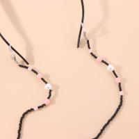 Cadena de Gafas de Perlas de Acrílico Rosa Accesorios de Máscara de Arroz Negro Nuevas - details 3