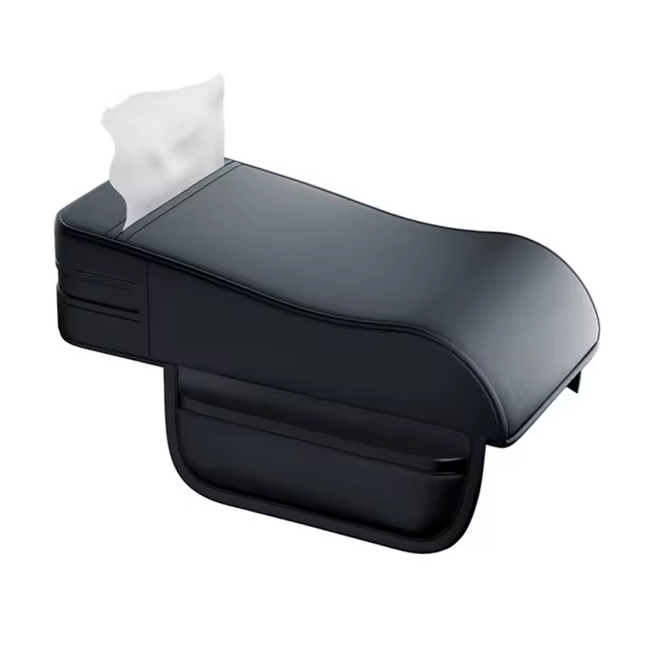 Caja de reposabrazos de coche, almohadilla de altura, soporte Universal para codo Central, cubierta de cuero para reposabrazos automático con soporte para pañuelos - 1