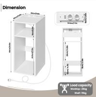 Mesitas de noche Mesita de noche Mesa auxiliar estrecha con 2 enchufes 2 puertos USB Mesa de centro de almacenamiento - details 0