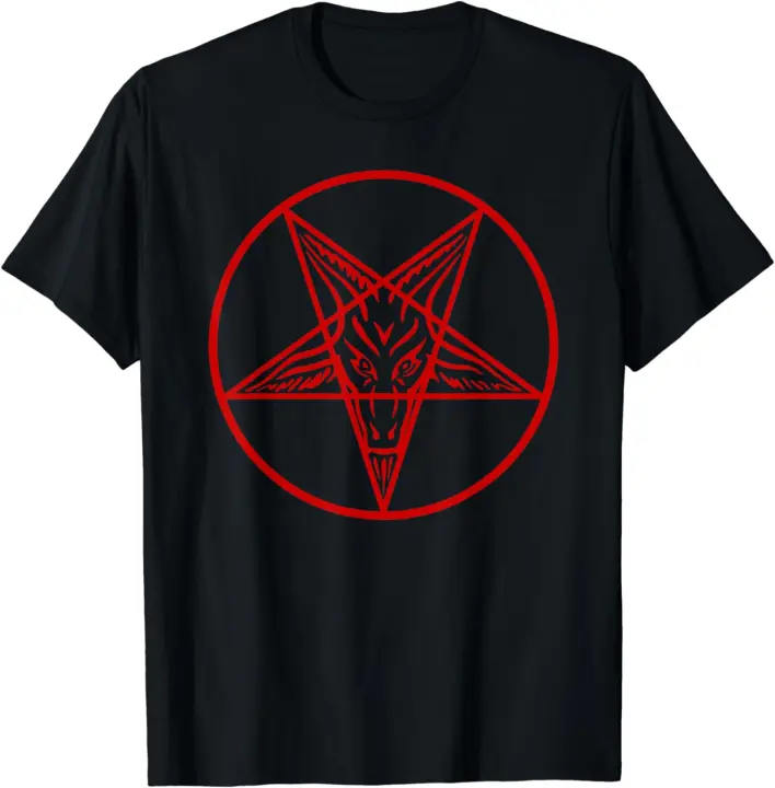 Camisa oculta, camiseta satánica de cabeza de cabra, pentagrama de Baphomet - 1