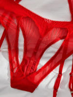 Conjunto de Sujetador Transparente con Borlas de Cuatro Piezas Lencería Sexy para Mujeres - details 19