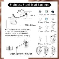 5Pares Pendientes Cartilago Oreja Para Mujer Hombre Plata Oro Negro, 20G Maple Quirurgico Pendientes Hipoalergénicos CZ Huggie Pendientes Aros Pequeños, Tragus Oreja Piercing Joyería - details 0