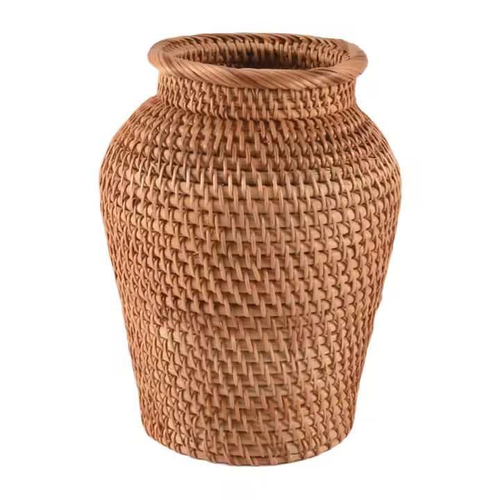 Cesta de mimbre, maceta colgante de ratán, cesta de flores, cesta de almacenamiento, jarrón de mimbre, cesta de flores tejida rústica - 1