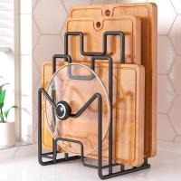 Soporte para tabla de cortar multicapa, soporte de Metal para arte del hierro, estante para tapa de olla, estante Vertical para ahorrar espacio, organizador de tabla de cortar, gabinete - details 5