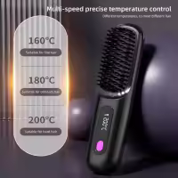 Cepillo alisador de pelo eléctrico USB de cerámica con calor, inalámbrico, portátil, herramienta de peinado de iones negativos, cepillo alisador de pelo recargable - details 3